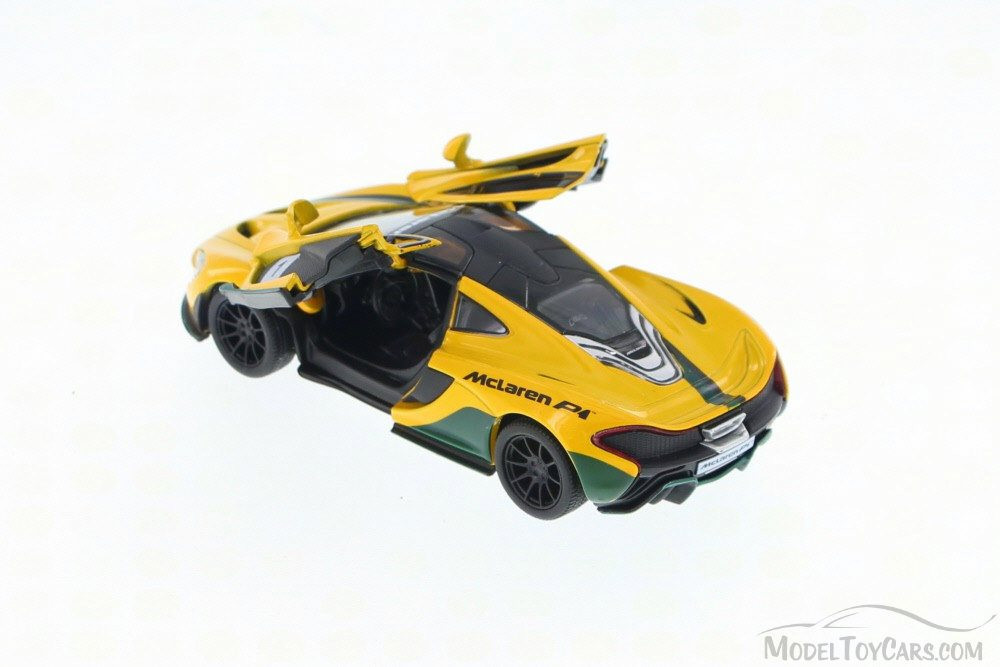 McLaren P1 with Prints, Yellow - Kinsmart 5393DF - 1/36 Scale Diecast Model Toy Car