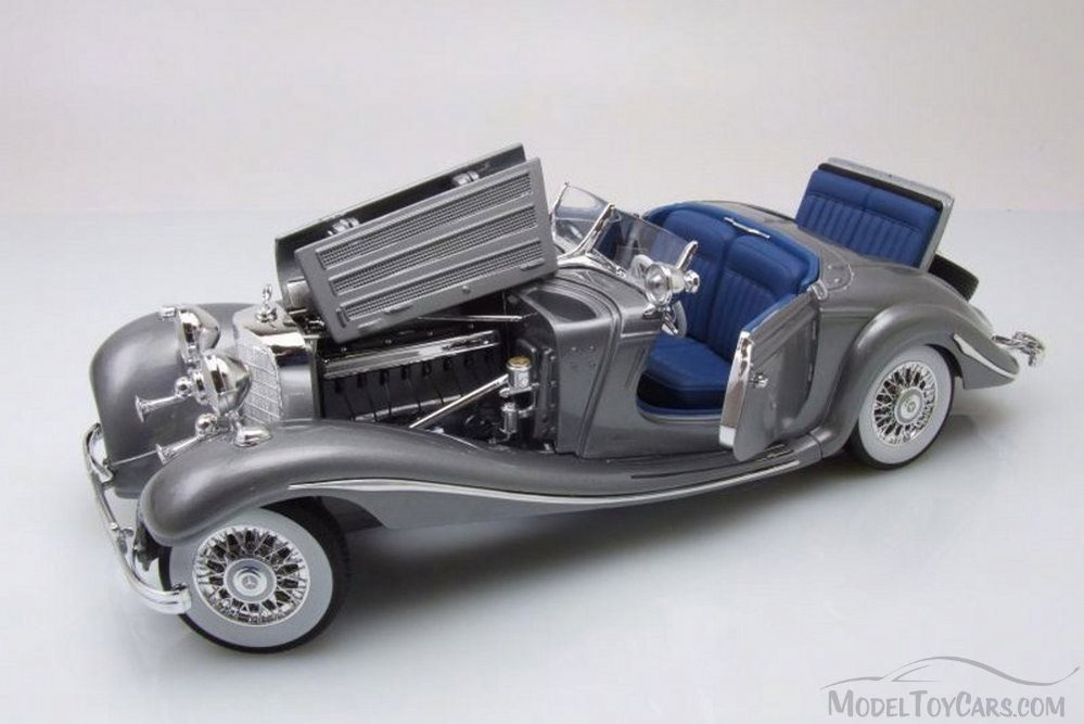 1936 MERCEDES BENZ 500K ROADSTER SILVER 1/18 SCALE DIECAST CAR MODEL BY  MAISTO 36862