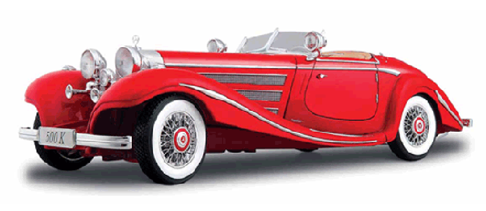 1936 Mercedes Benz 500K Typ Special Roadster Convertible, Red - Maisto Premiere 36862 - 1/18 Scale Diecast Model Toy Car