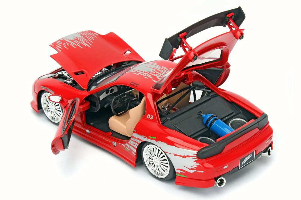 Dom's Mazda RX-7 F8 Fate of Furious, Red - Jada 98338 - 1/24 Scale Diecast Model Toy Car