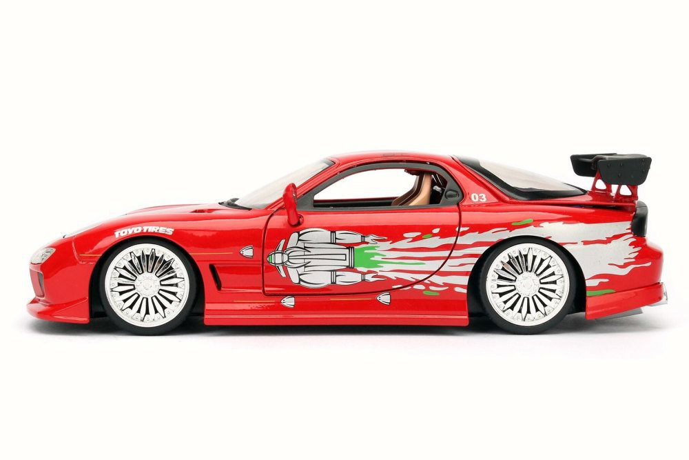 Dom's Mazda RX-7 F8 Fate of Furious, Red - Jada 98338 - 1/24 Scale Diecast Model Toy Car