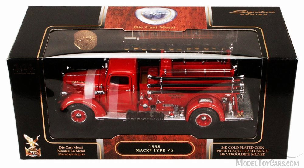 1938 Mack Type 75 Fire Engine, Red - Road Signature 20158 - 1/24