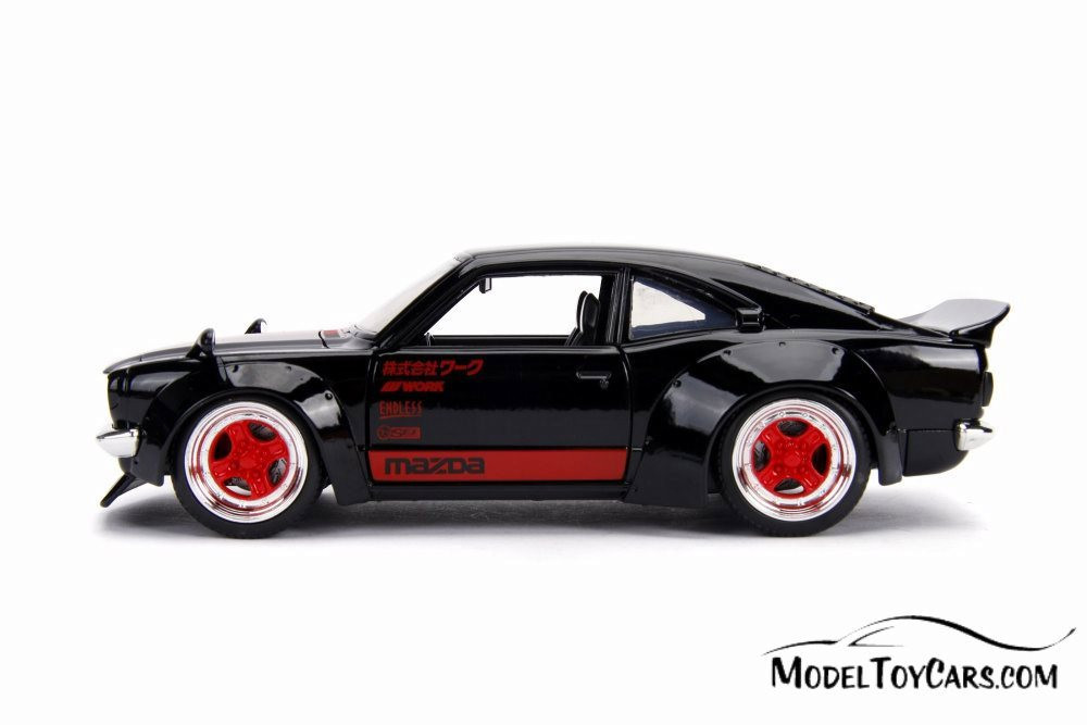 1974 Mazda RX-3, Black with Red - Jada 99775DP1 - 1/24 scale Diecast Model Toy Car