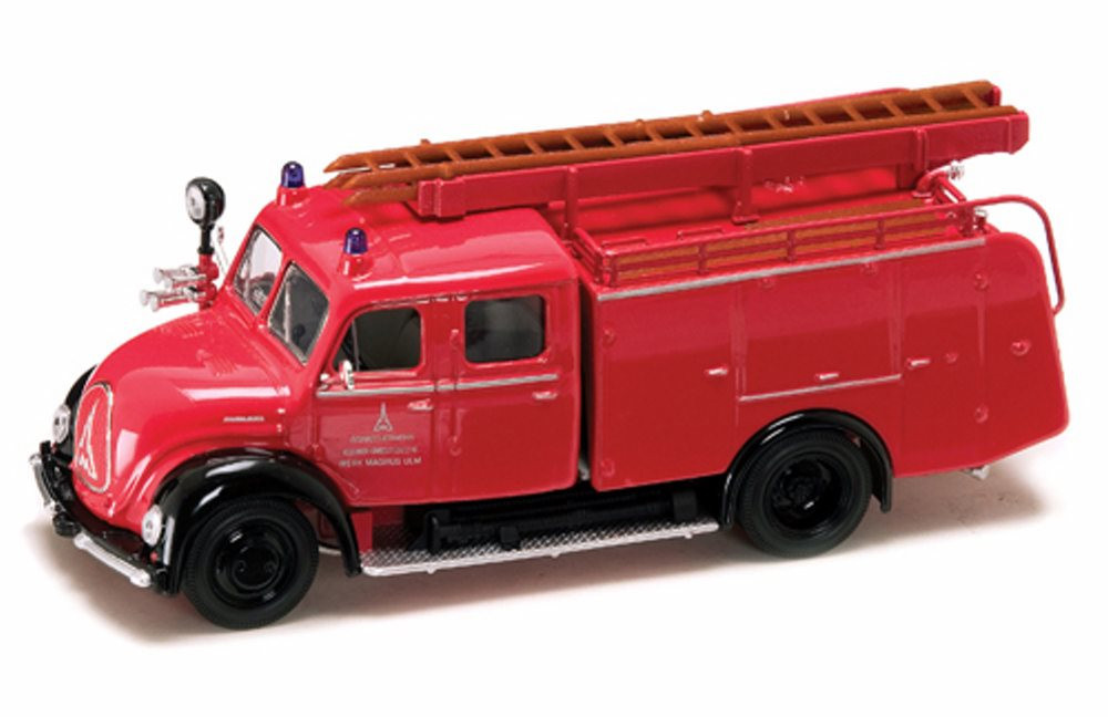 1961 Magirus-Deutz Merkur TLF16 Fire Engine, Red - Yatming 43010 - 1/43 Scale Diecast Model Toy Car