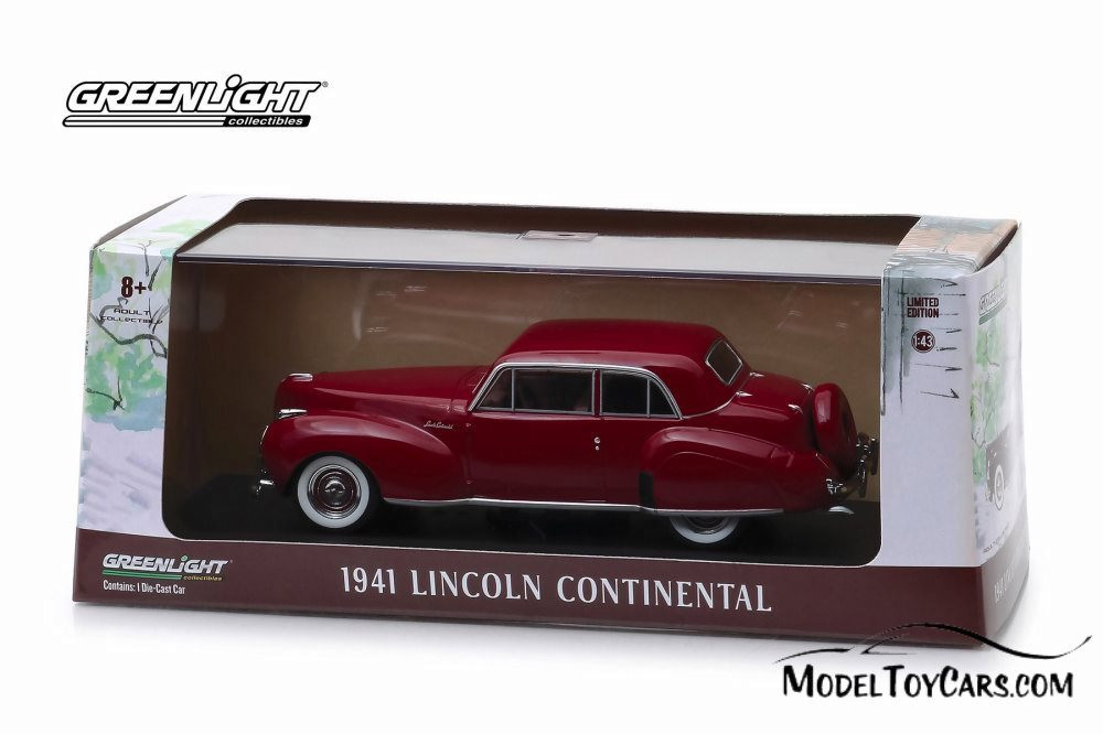 1941 Lincoln Continental Hard Top, Red - Greenlight 86324 - 1/43 scale Diecast Model Toy Car