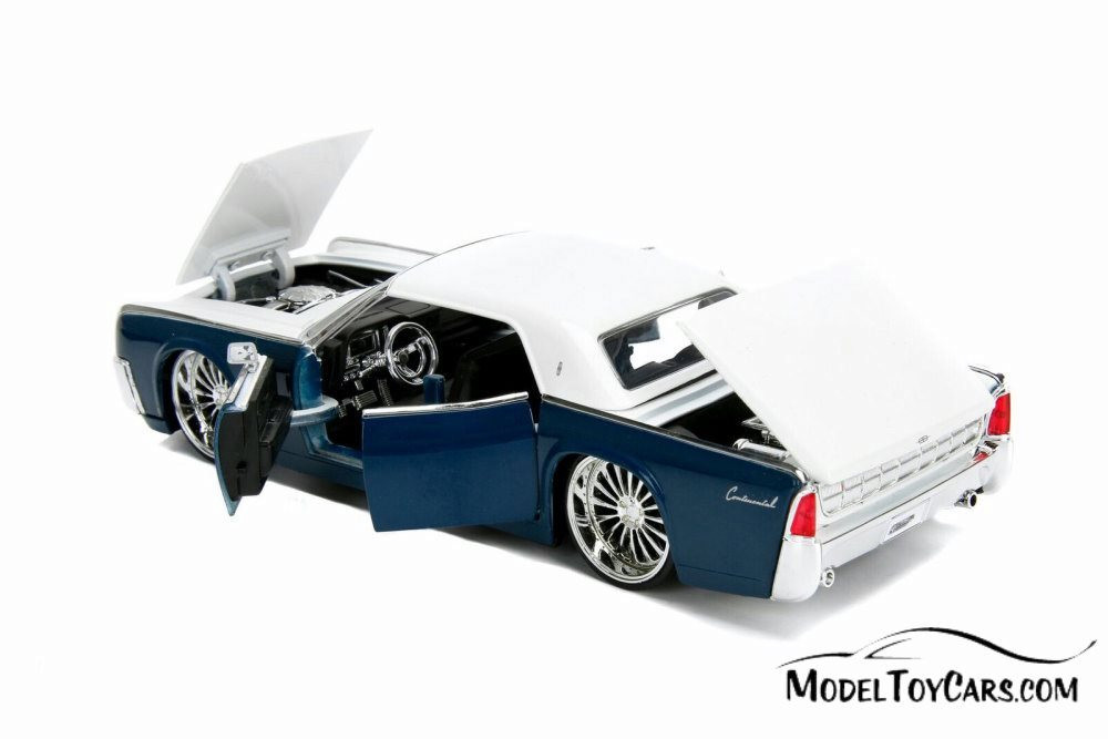 1963 Lincoln Continental Hard Top, Blue w/White - Jada 99553WA1 - 1/24  Scale Diecast Model Toy Car