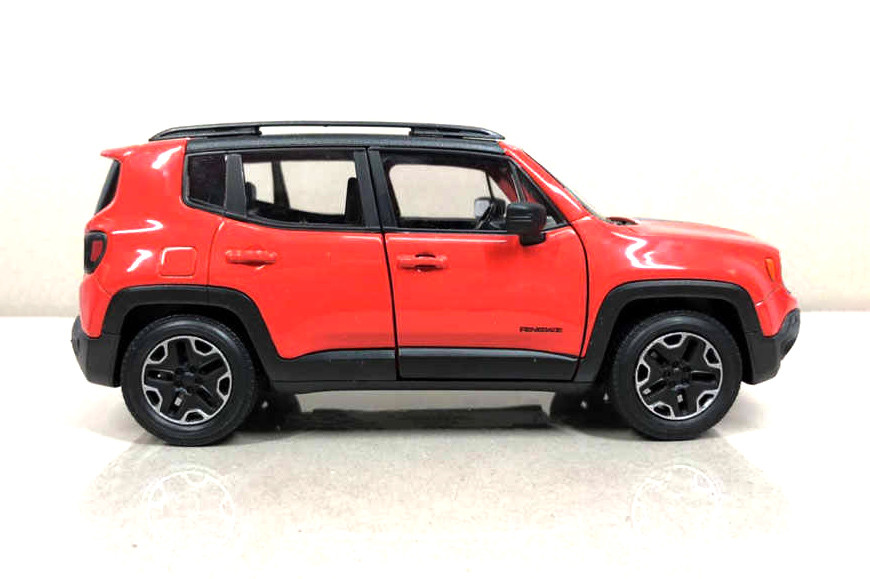 2017 Jeep Renegade Trailhawk, Orange w/ Black - Welly 24071W-OR - 1/24 Scale Diecast Model Toy Car