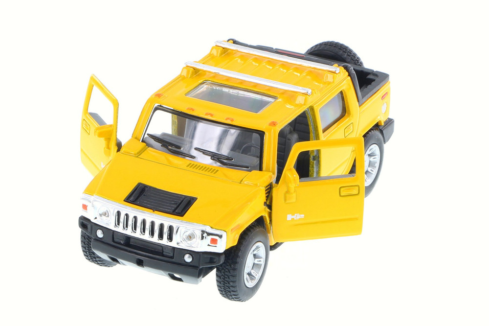 2005 Hummer H2 SUT Pickup Truck, Yellow - Kinsmart 5097D - 1/40 scale Diecast Model Toy Car (Brand New, but NOT IN BOX)