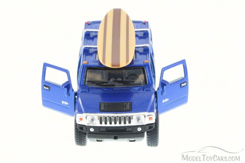 2005 Hummer H2 SUT w/ Surfboard, Blue - Kinsmart 5337-97DS - 1/40 Scale Diecast Model Toy Car (Brand New, but NOT IN BOX)