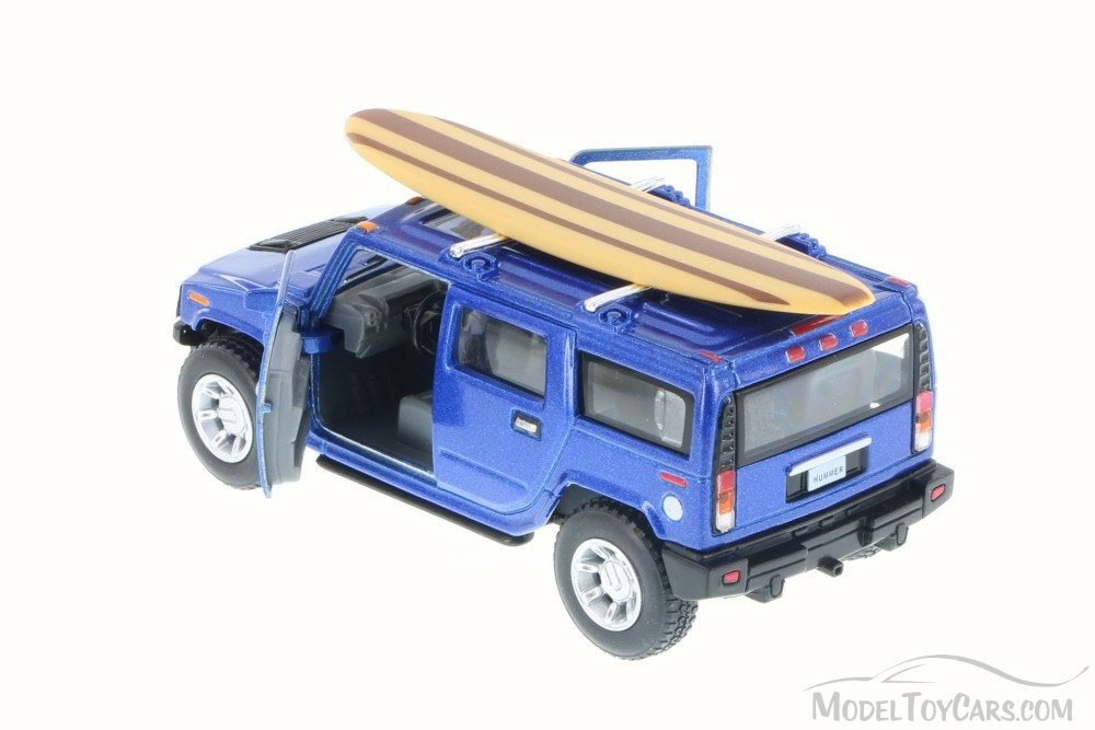 2005 Hummer H2 SUT w/ Surfboard, Blue - Kinsmart 5337-97DS - 1/40 Scale Diecast Model Toy Car (Brand New, but NOT IN BOX)