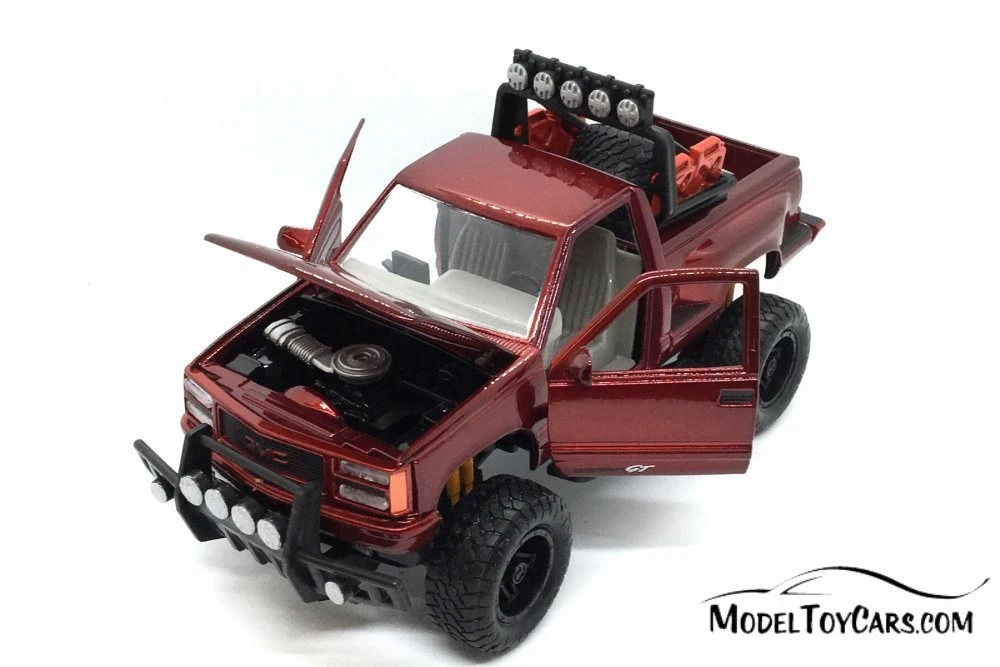 1992 GMC Sierra GT Pickup Truck, Red - Motor Max 79136R - 1/24 scale Diecast Model Toy Car