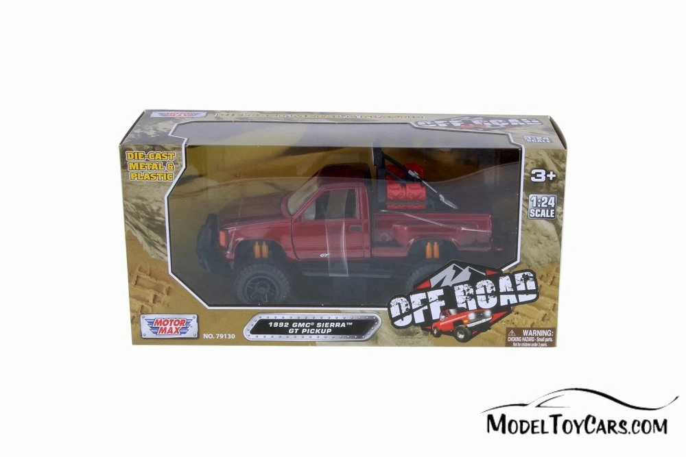 1992 GMC Sierra GT Pickup Truck, Red - Motor Max 79136R - 1/24 scale Diecast Model Toy Car