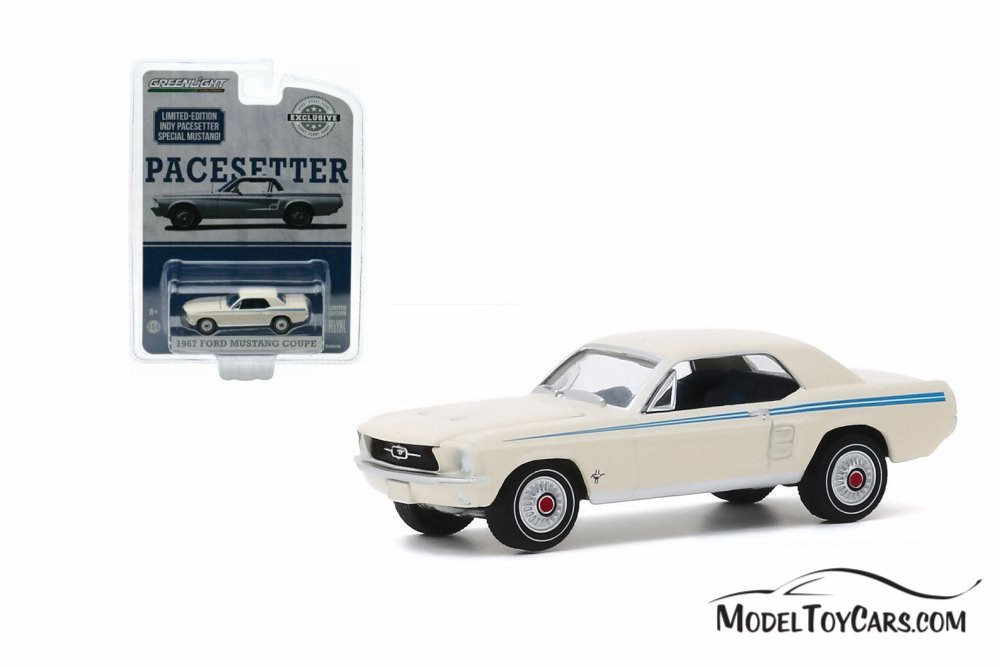 1967 Ford Mustang Indy Pacesetter Special, Wimbledon White - Greenlight 30161/48 - 1/64 Diecast Car