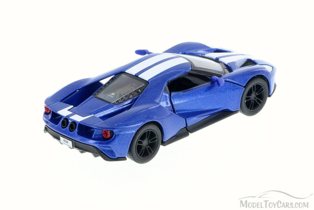 2017 Ford GT, Blue w/ Stripes - Kinsmart 5391FW - 1/38 Scale Diecast Model Toy Car