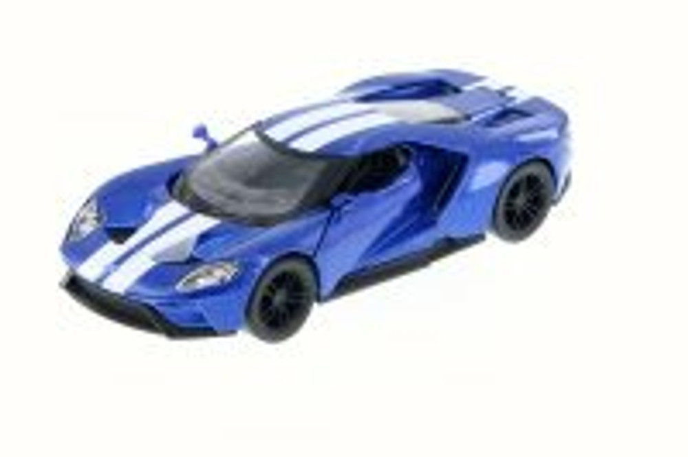2017 Ford GT, Blue w/ Stripes - Kinsmart 5391FW - 1/38 Scale Diecast Model Toy Car