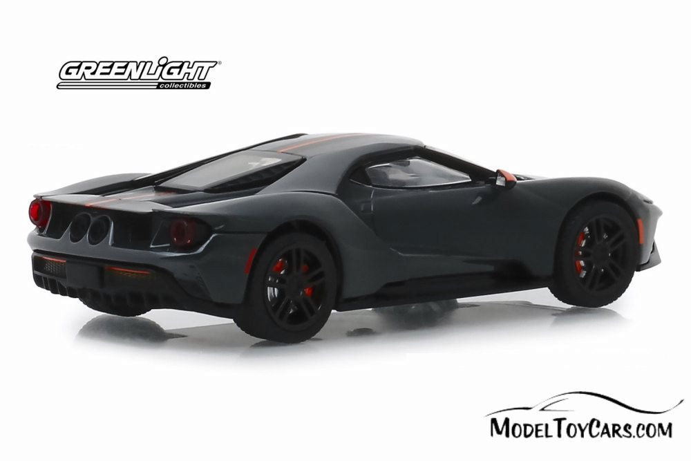 2019 Ford GT Carbon Series, Black with Orange Stripes - Greenlight 86160 - 1/43 scale Diecast Car