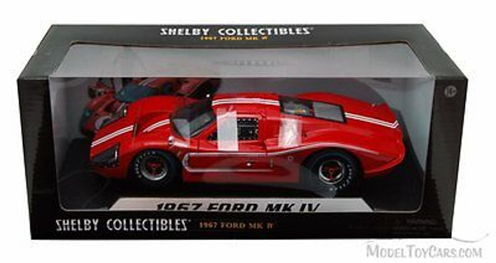 1967 Ford GT MK IV, Red/w White stripes - Shelby  SC420R - 1/18 Scale Diecast Model Toy Car