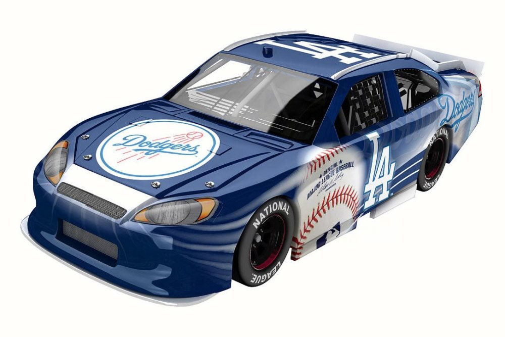 Los Angeles Dodgers 2012 Ford Fusion& White - Lionel NASCAR - 1/24 Scale  Diecast Model Toy Car