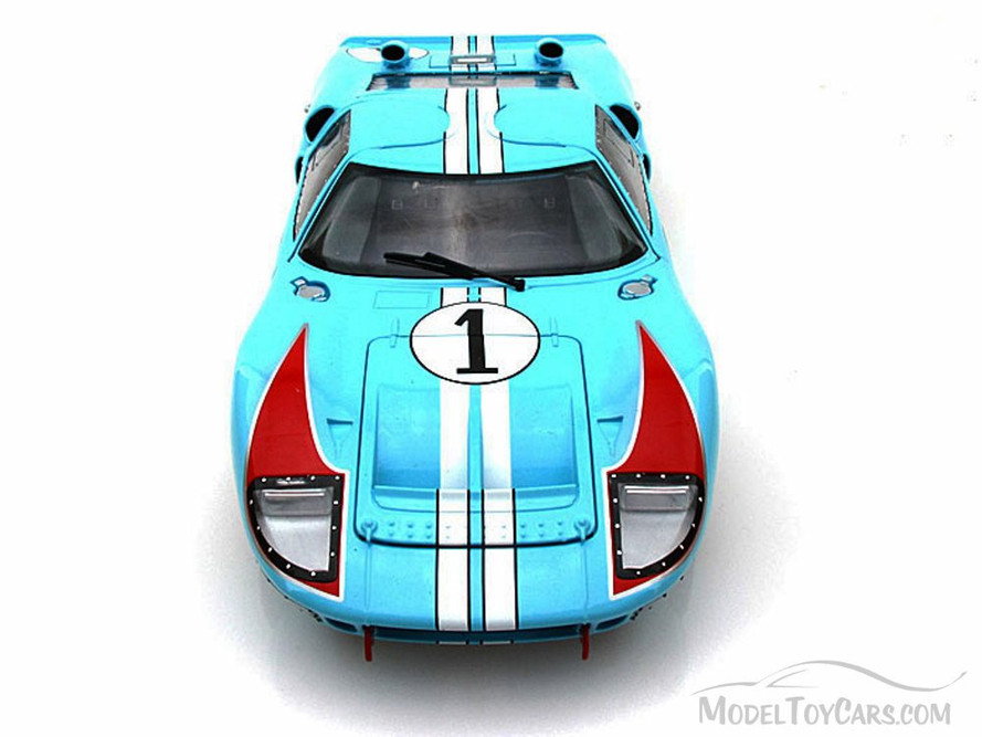 1966 Ford GT-40 MK II #1, Gulf Blue w/ White Stripes - Shelby SC411 - 1/18  Scale Diecast Car