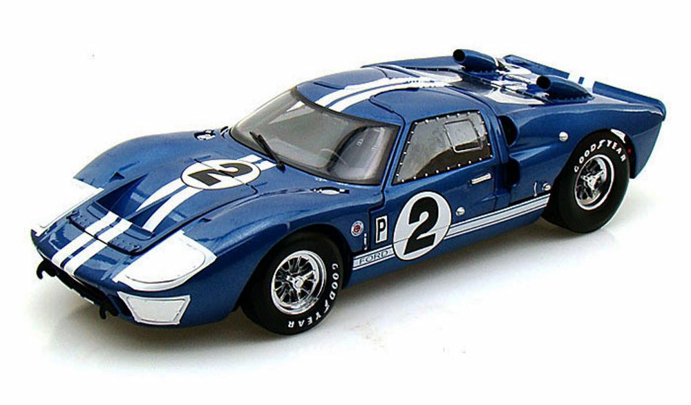 1966 Ford GT-40 MK II #2, Blue w/ White Stripes - Shelby SC401 - 1/18 Scale  Diecast Model Toy Car