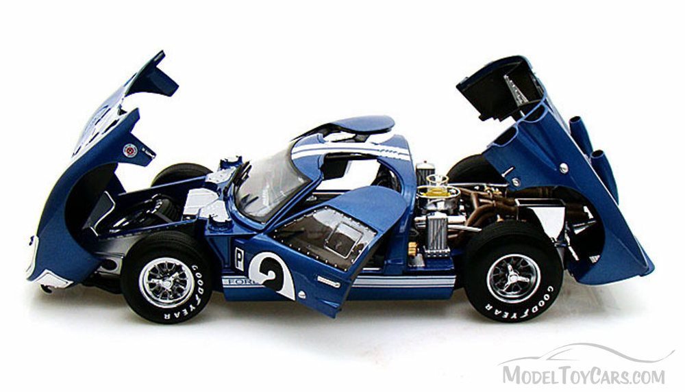 1966 Ford GT-40 MK II #2, Blue w/ White Stripes - Shelby SC401 - 1/18 Scale  Diecast Model Toy Car