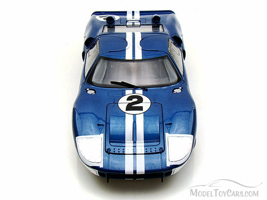 1966 Ford GT-40 MK II #2, Blue w/ White Stripes - Shelby SC401 - 1/18 Scale  Diecast Model Toy Car