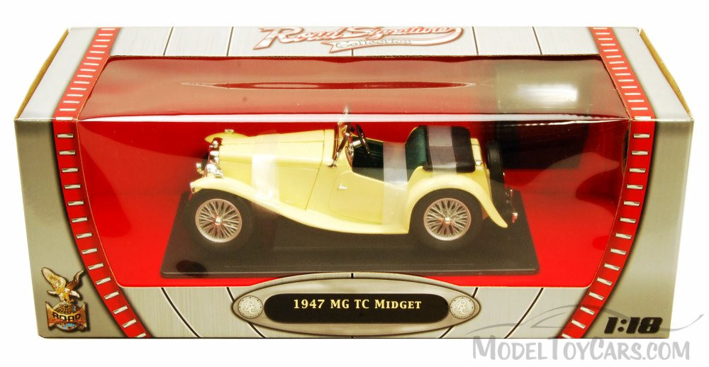 1947 MG TC Midget Convertible, Yellow - Yatming 92468 - 1/18 Scale Diecast Model Toy Car