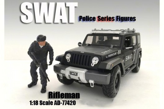 SWAT Team Rifleman Figurine, American Diorama 77420 - 1/18 Scale Figurine Hobby Accessory