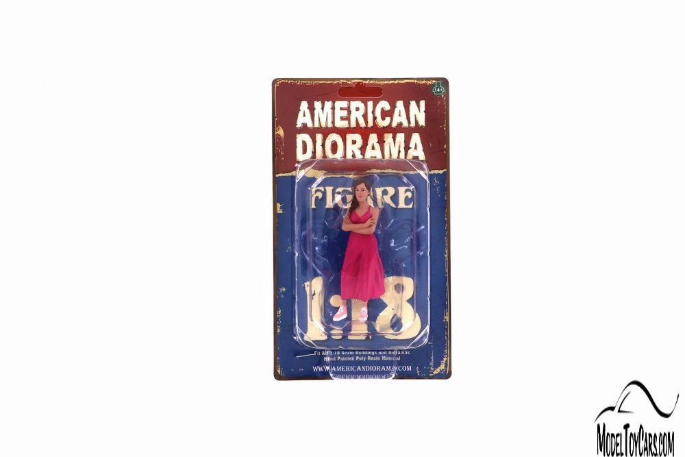 Partygoers Figure II, Pink - American Diorama 38222 - 1/18 scale Figurine - Diorama Accessory