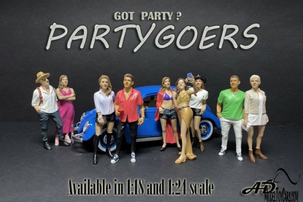 Partygoers Figure IX, White & Lime Green - American Diorama 38329, 1/24 Figurine, Diorama Accessory