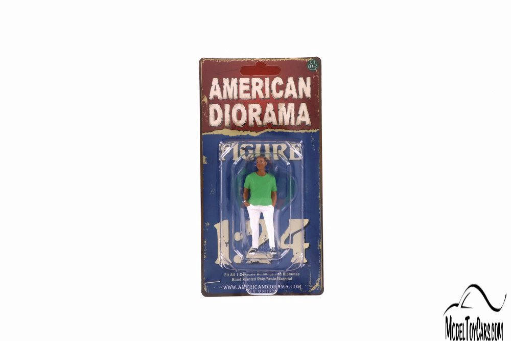 Partygoers Figure IX, White & Lime Green - American Diorama 38329, 1/24 Figurine, Diorama Accessory