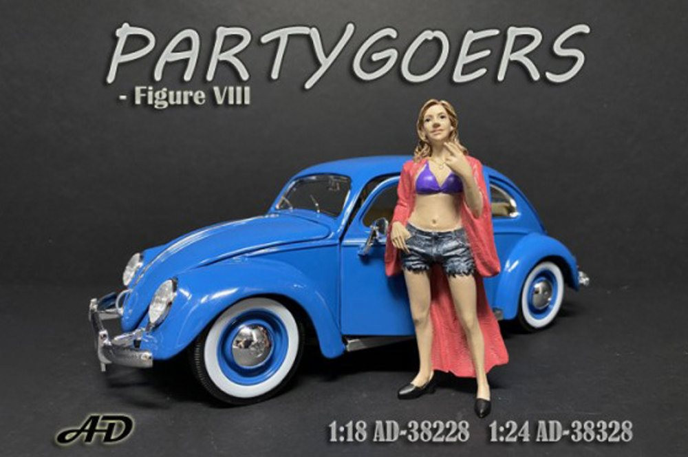 Partygoers Figure VIII, Blue and Pink - American Diorama 38328 - 1/24 Figurine - Diorama Accessory