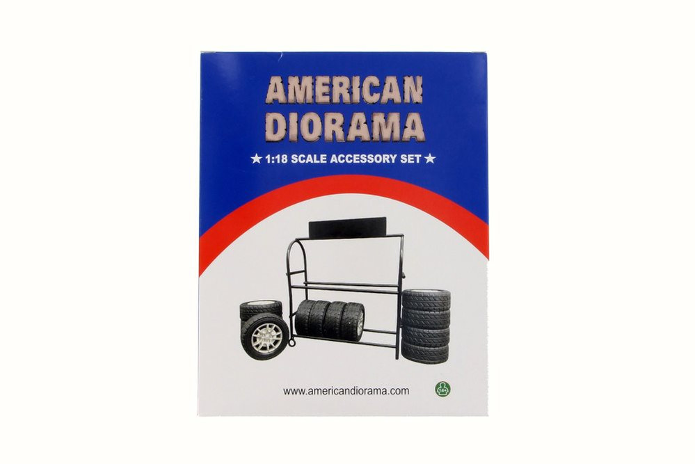 Metal Tire Rack, American Diorama 77530 - 1/24 Scale Accessory for Diecast Cars