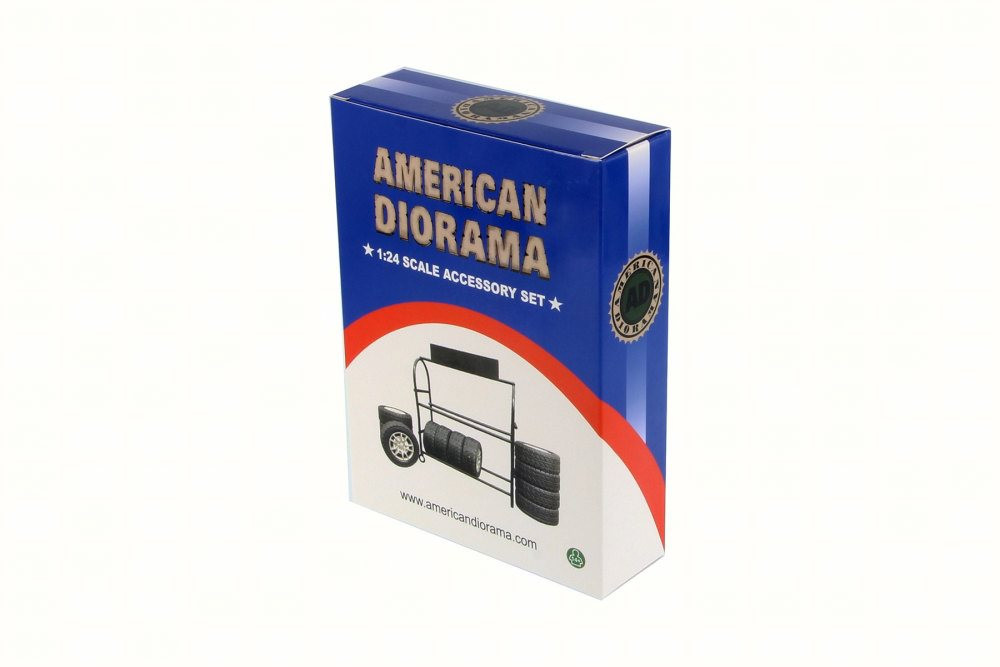 Metal Tire Rack, American Diorama 77530 - 1/24 Scale Accessory for Diecast Cars
