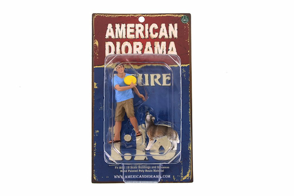 Man and Dog, American Diorama 23889 - 1/18 Scale Hand Painted Figurine Set