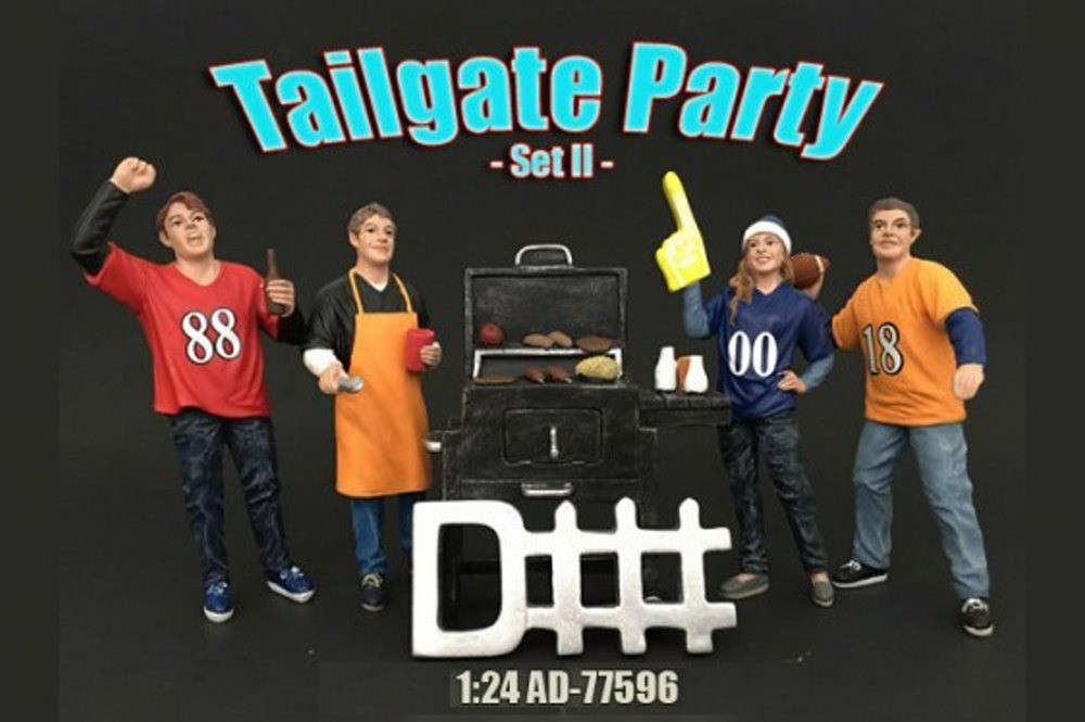 Four Figure Tailgate and Barbeque Set - American Diorama 77596 - 1/24 Scale Diecast Model Toy Car