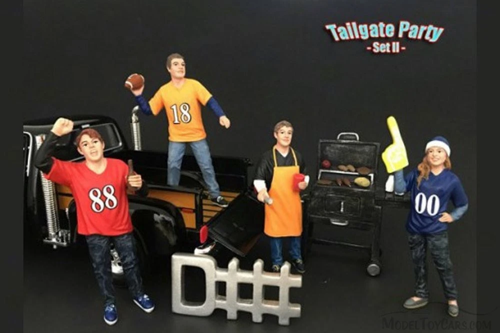 Four Figure Tailgate and Barbeque Set - American Diorama 77596 - 1/24 Scale Diecast Model Toy Car