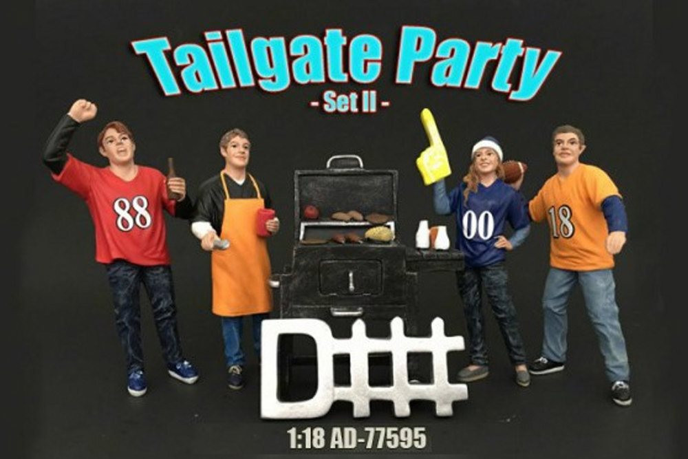 Four Figure Tailgate and Barbeque Set - American Diorama 77595 - 1/18 Scale Diecast Model Toy Car