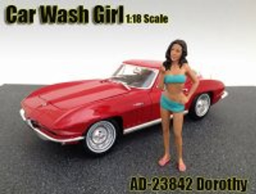 Car Wash Girl Dorothy Figurine, Green - American Diorama 23842 - 1/18 Scale Hobby Accessory