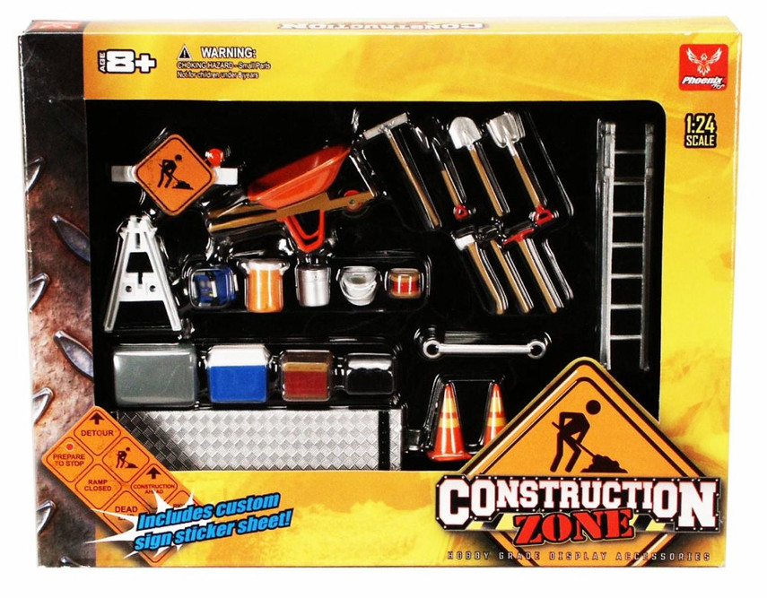 Construction Zone - Phoenix Garage Diorama Accessory Set 18425 - 1/24 scale diecast car diorama accessory