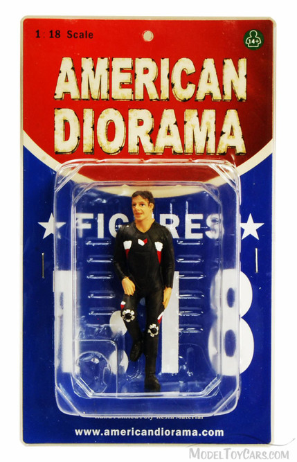 Biker Ryan Figure, Black - American Diorama 77708 - 1:18 Scale Hand Painted Diorama Accessory