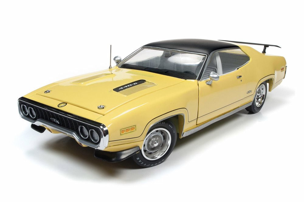 1971 Plymouth GTX Hardtop, Lemon Twist Yellow - Auto World AMM1186