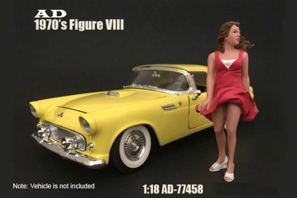 70s Style Figure - VIII, American Diorama 77458 - 1/18 Scale Accessory for Diecast Cars