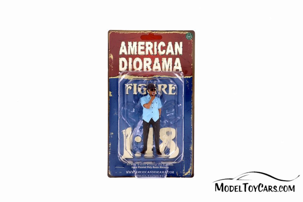 Weekend Car Show Figure I, Brown & Blue - American Diorama 38209, 1/18 Figurine - Diorama Accessory