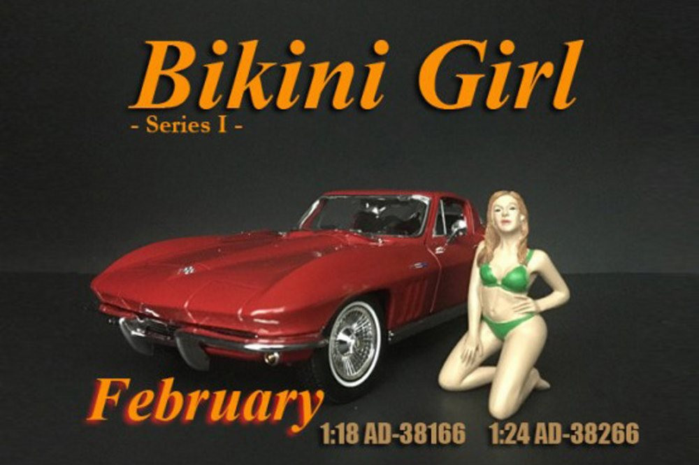 Bikini Girl February, Green - American Diorama 38166 - 1/18 Scale Figurine - Diorama Accessory