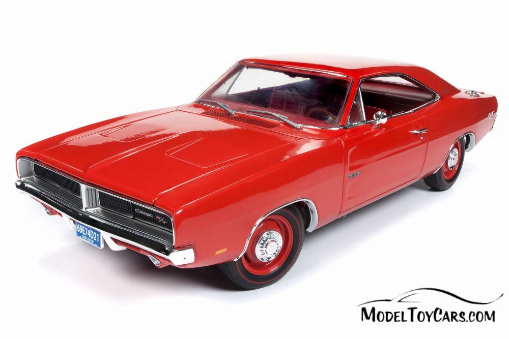 1969 Dodge Charger R/T Hardtop, Charger Red - Auto World AMM1174 - 1/18  scale Diecast Model Toy Car 