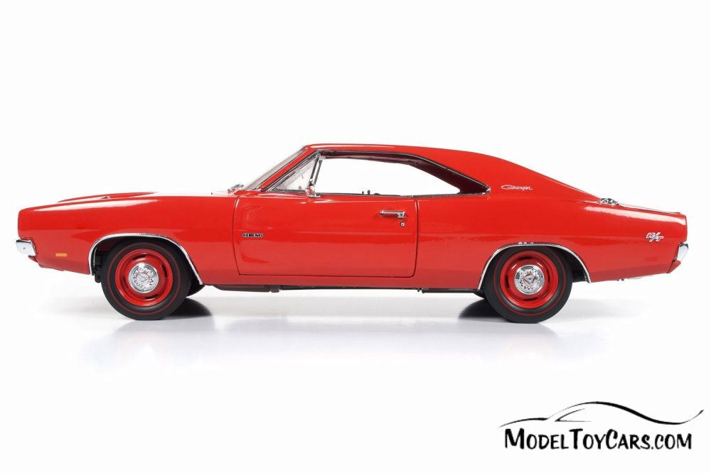 1969 Dodge Charger R/T Hardtop, Charger Red - Auto World AMM1174 - 1/18 scale Diecast Model Toy Car