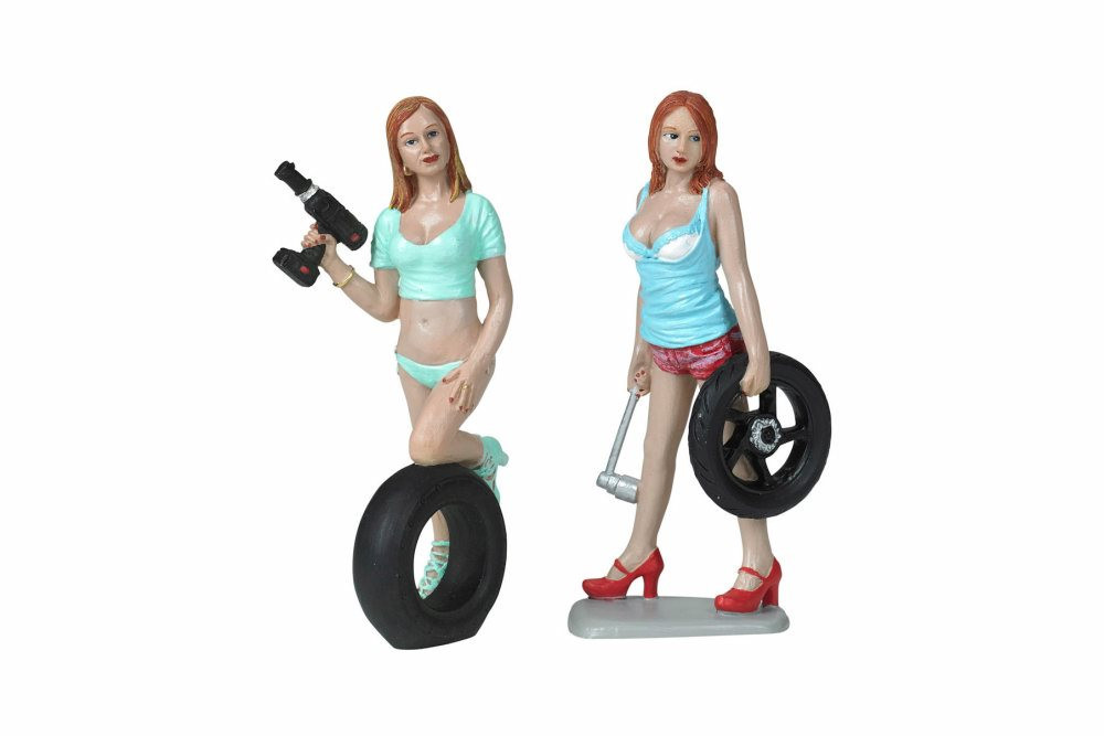 Tire Brigade Michele and Meg 2 piece Figurine Set,  - 771 - 1/18 Scale Figurine - Diorama Accessory