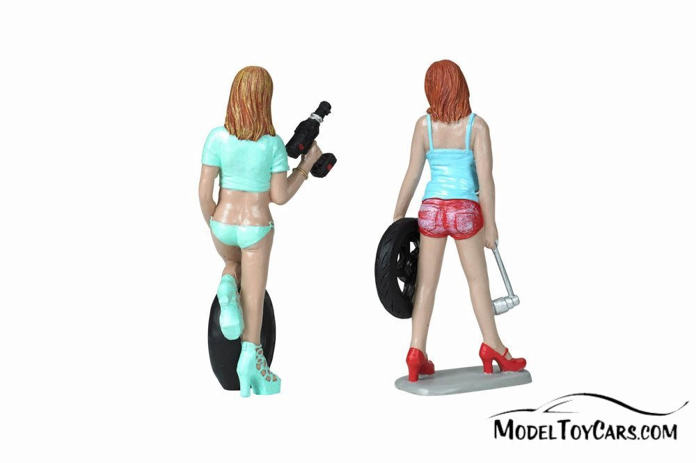 Tire Brigade Michele and Meg 2 piece Figurine Set,  - 771 - 1/18 Scale Figurine - Diorama Accessory