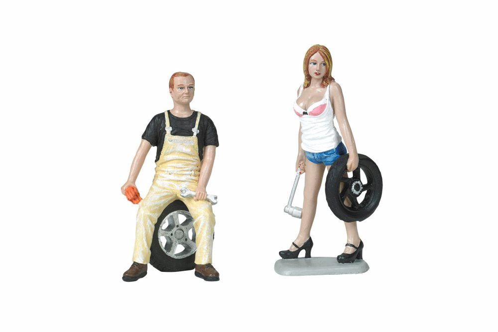 Tire Brigade Meg and Derek 2 piece Figurine Set,  - 770 - 1/18 Scale Figurine - Diorama Accessory